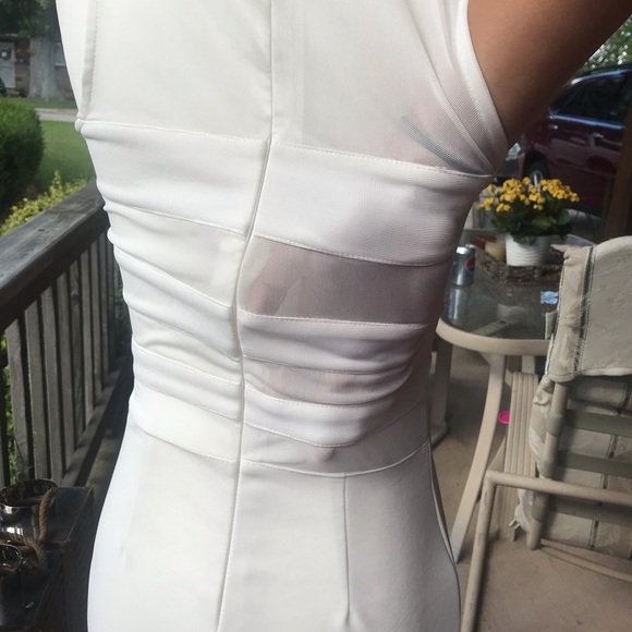 White & Mesh Bodycon Dress - Picture 12 of 16